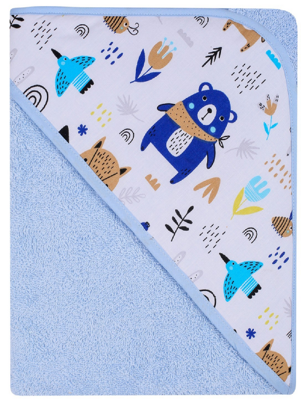 DuetBaby ręcznik okrycie kąpielowe 100x100 jasno niebieski miś