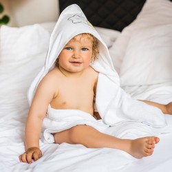 BabyOno Okrycie kąpielowe frotte - ręcznik z kapturkiem 100x100cm biały