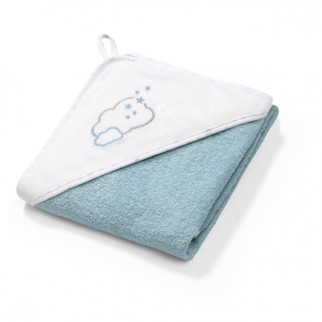 BabyOno Okrycie kąpielowe frotte - ręcznik z kapturkiem 100x100cm niebieski