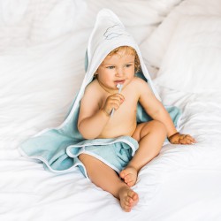 BabyOno Okrycie kąpielowe frotte - ręcznik z kapturkiem 100x100cm niebieski