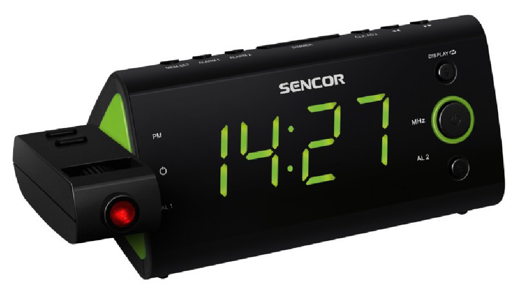 Sencor SRC 330 GN radiobudzik z projektorem