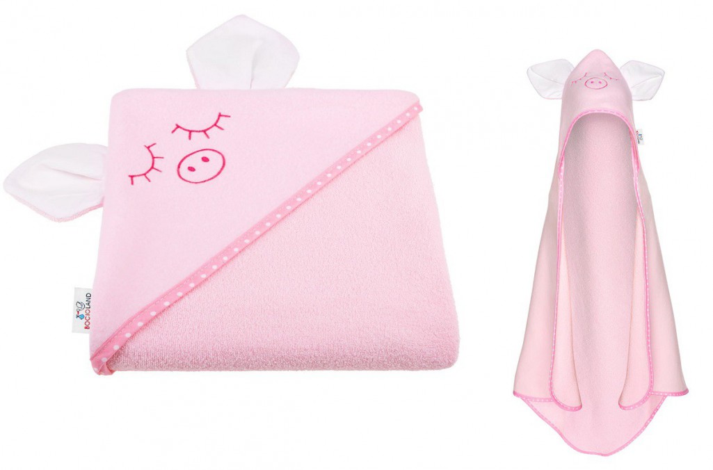 Bocioland okrycie kąpielowe ręcznik różowa świnka uszka 80x80