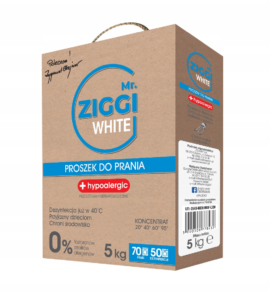 Mr. ZIGGI hipoalergiczny proszek do prania tkanin białych 5 kg