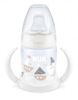 NUK First Choice Butelka niekapek z uchwytami i czujnikiem ciepła 150ml biała