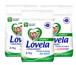 Lovela Family Proszek do prania kolorowych tkanin 2,1 kg x2, białych tkanin 2,1 kg x1