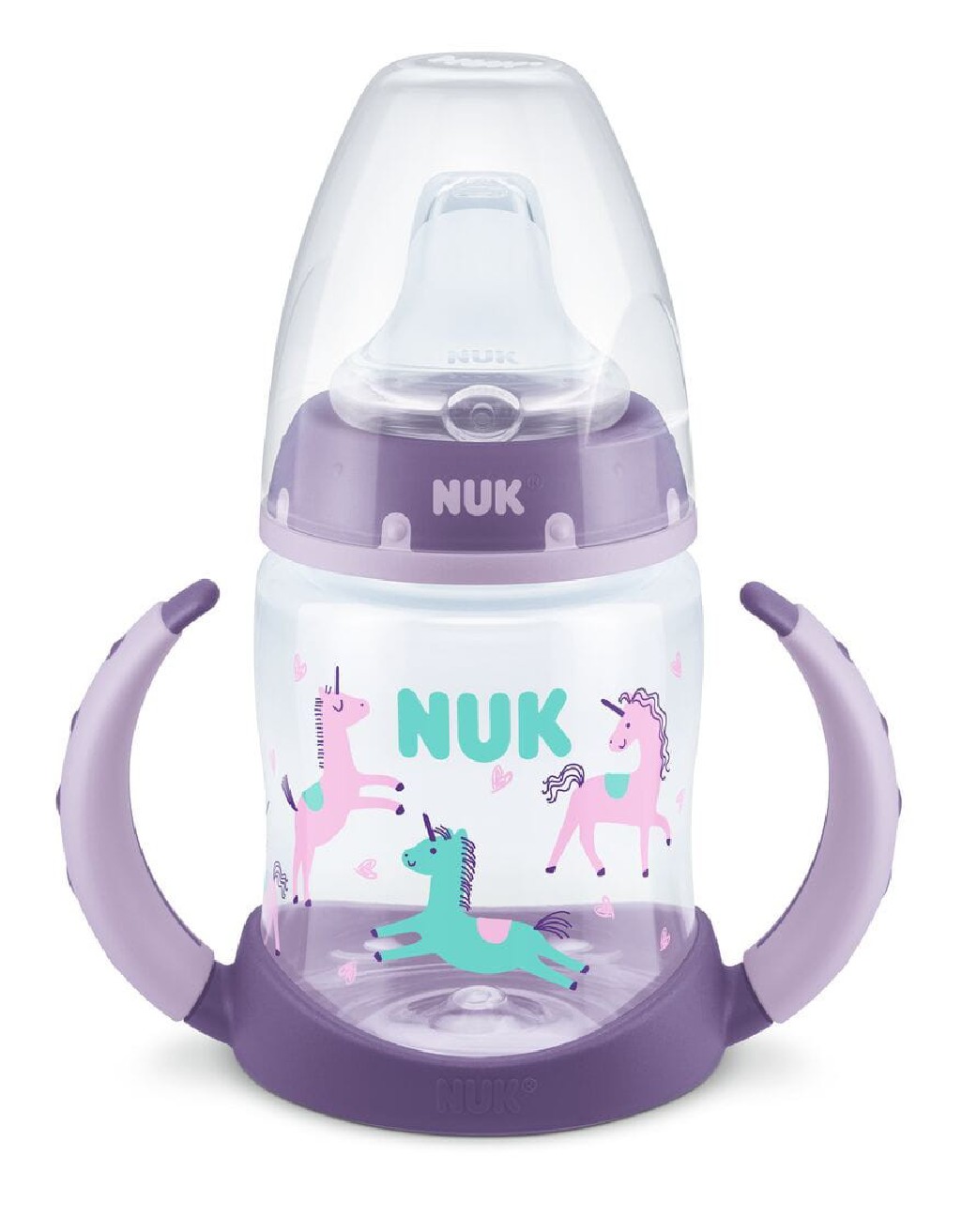 NUK FC+ PP butelka kubek z uchwytami 150ml fioletowe jednorożce