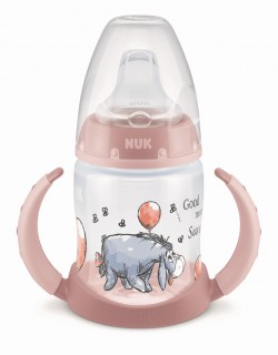 Butelka NUK do nauki picia First Choice z ustnikiem silikonowym 6-18 miesięcy różowy kłapouszek