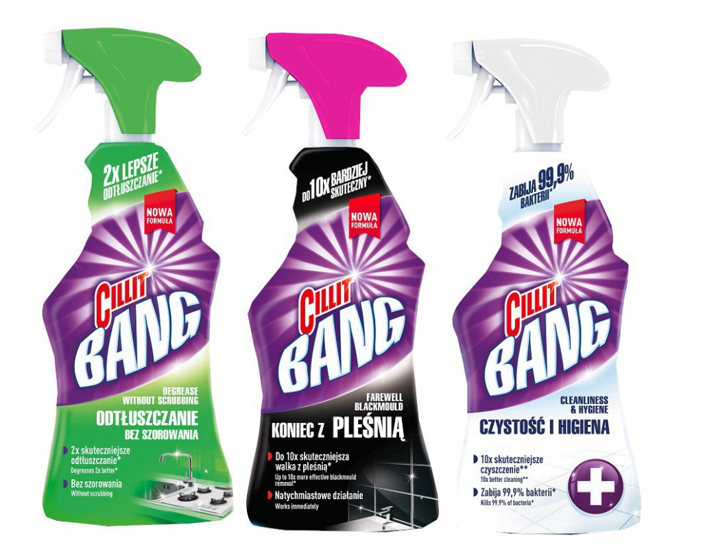 Cillit Bang Spray 750 ml Koniec z pleśnią x1, Odtłuszczanie bez szorowania x1, Czystość i higiena x1