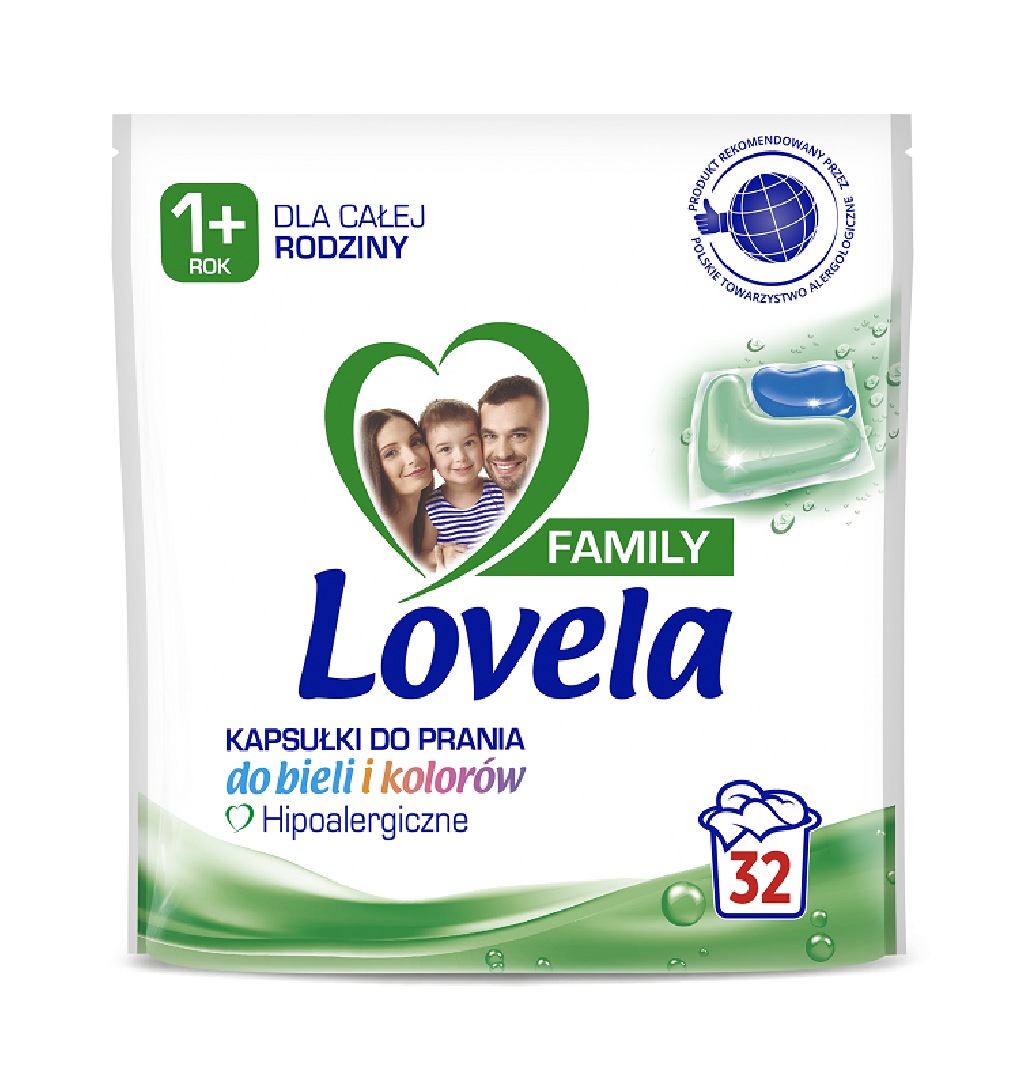 Lovela Family Uniwersalne kapsułki do prania dla całej rodziny 32 szt (32 prania)