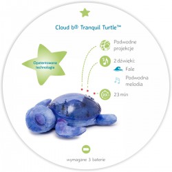 Cloud b Tranquil Turtle  Aqua - Żółw podwodny fioletowy - Lampka i pozytywka