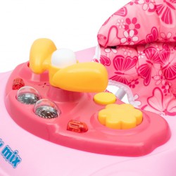 Baby Mix Chodzik z kierownicą i silikonowymi kółkami różowy MOTYLKI