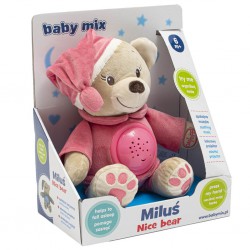 Baby Mix Miś różowy przytulanka z projektorem