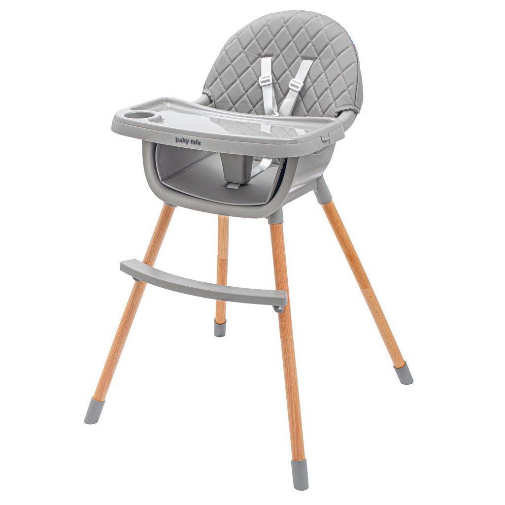 Krzesełko do karmienia Baby Mix Freja Wooden Dark Grey