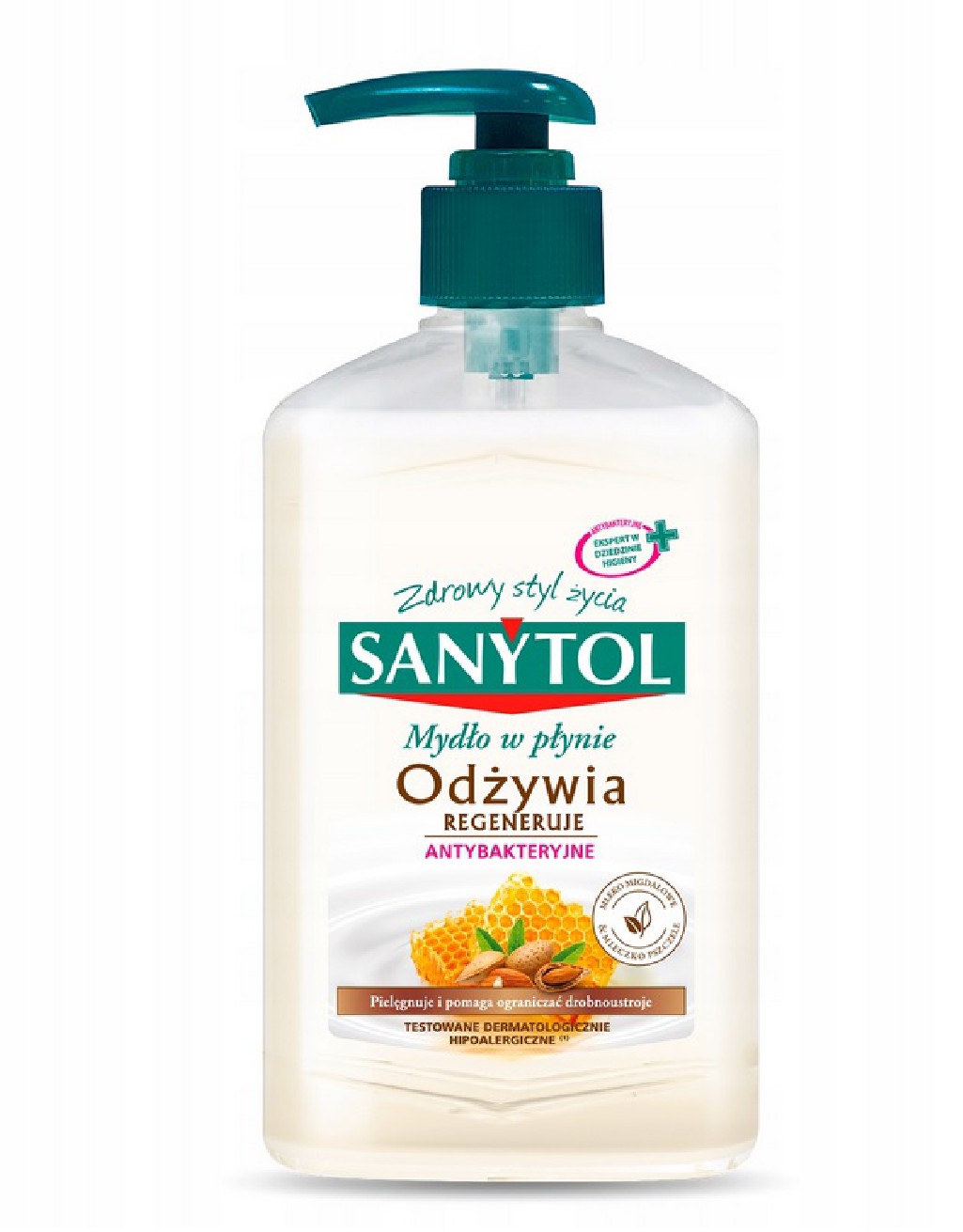 Antybakteryjne mydło w płynie Sanytol 250 ml o zapachu mleczka migdałowego i pszczelego