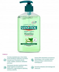 Antybakteryjne mydło w płynie Sanytol 250 ml o zapachu aloesu i zielonej herbaty