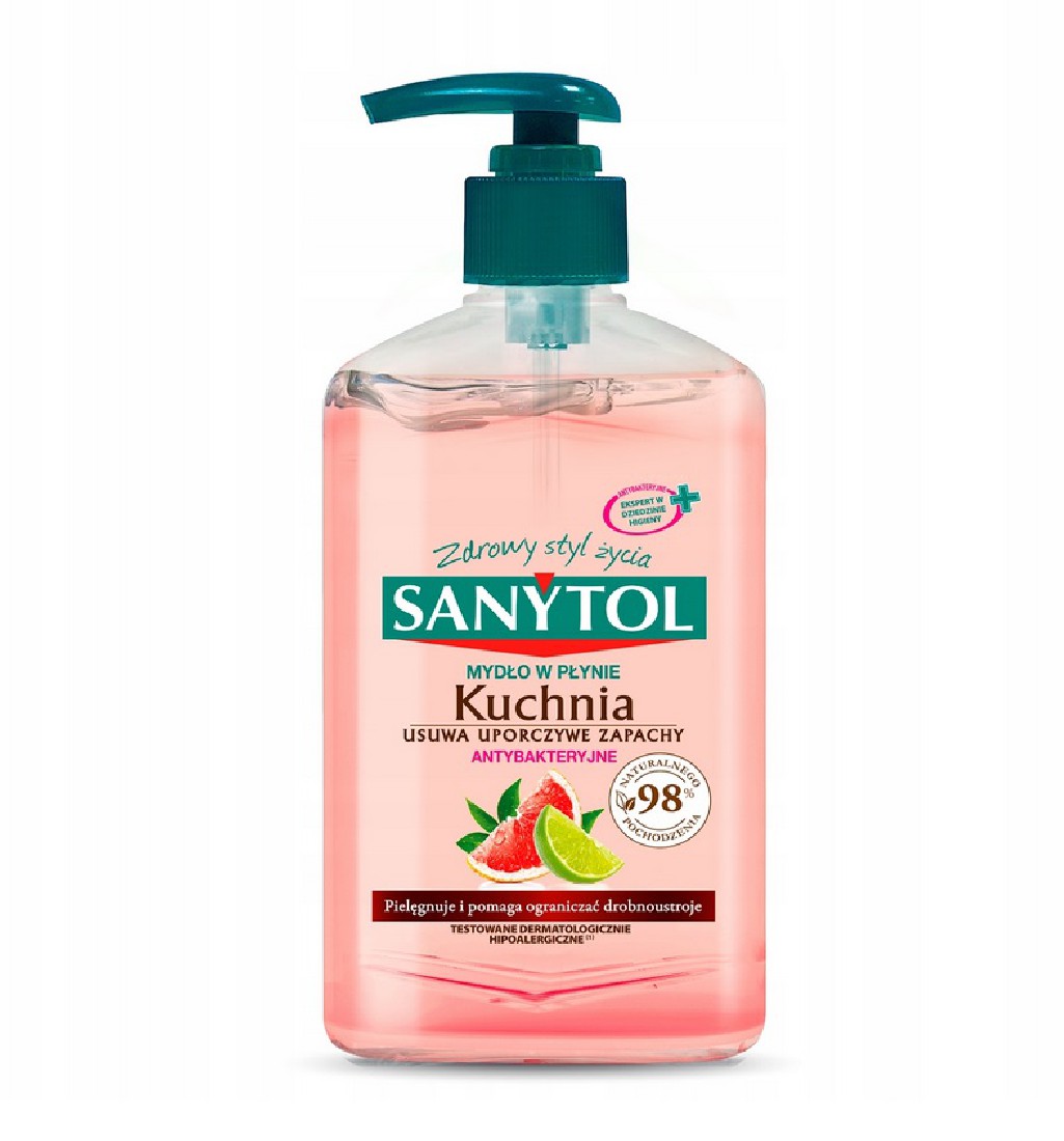 Antybakteryjne mydło w płynie Sanytol Kuchnia 250 ml o zapachu grejpfruta i limonki