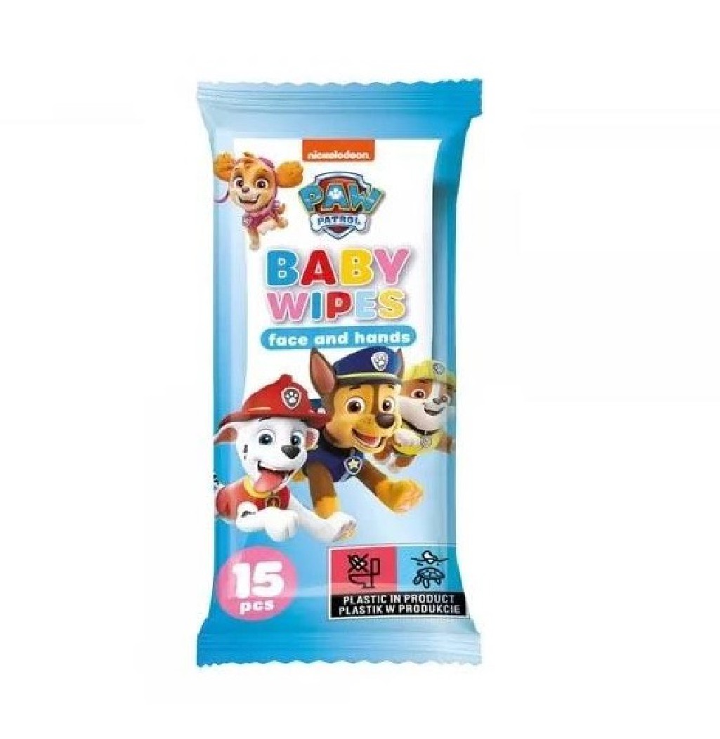 Chusteczki nawilżane Paw Patrol do twarzy i rąk truskawka 15 szt