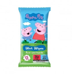Chusteczki nawilżane Peppa Pig do twarzy i rąk truskawka 15 szt