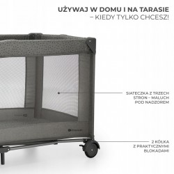 Łóżeczko turystyczne Kinderkraft Joy 2w1 ciemno szary