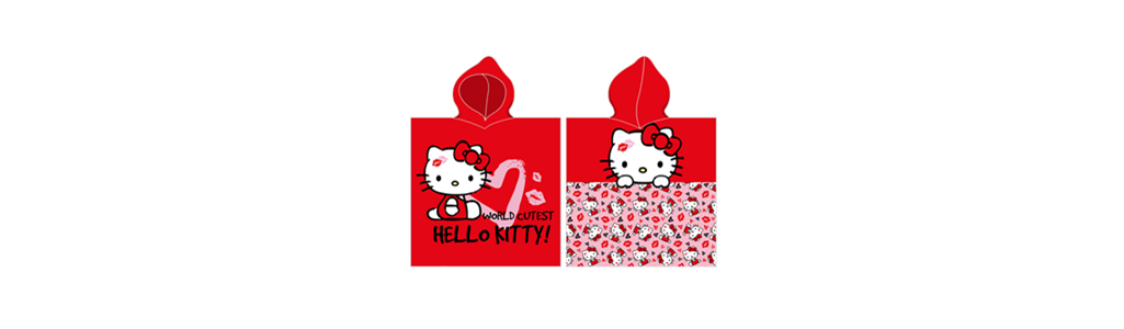 Carbotex Ponczo, ręcznik kąpielowy z kapturem Hello Kitty HK225014