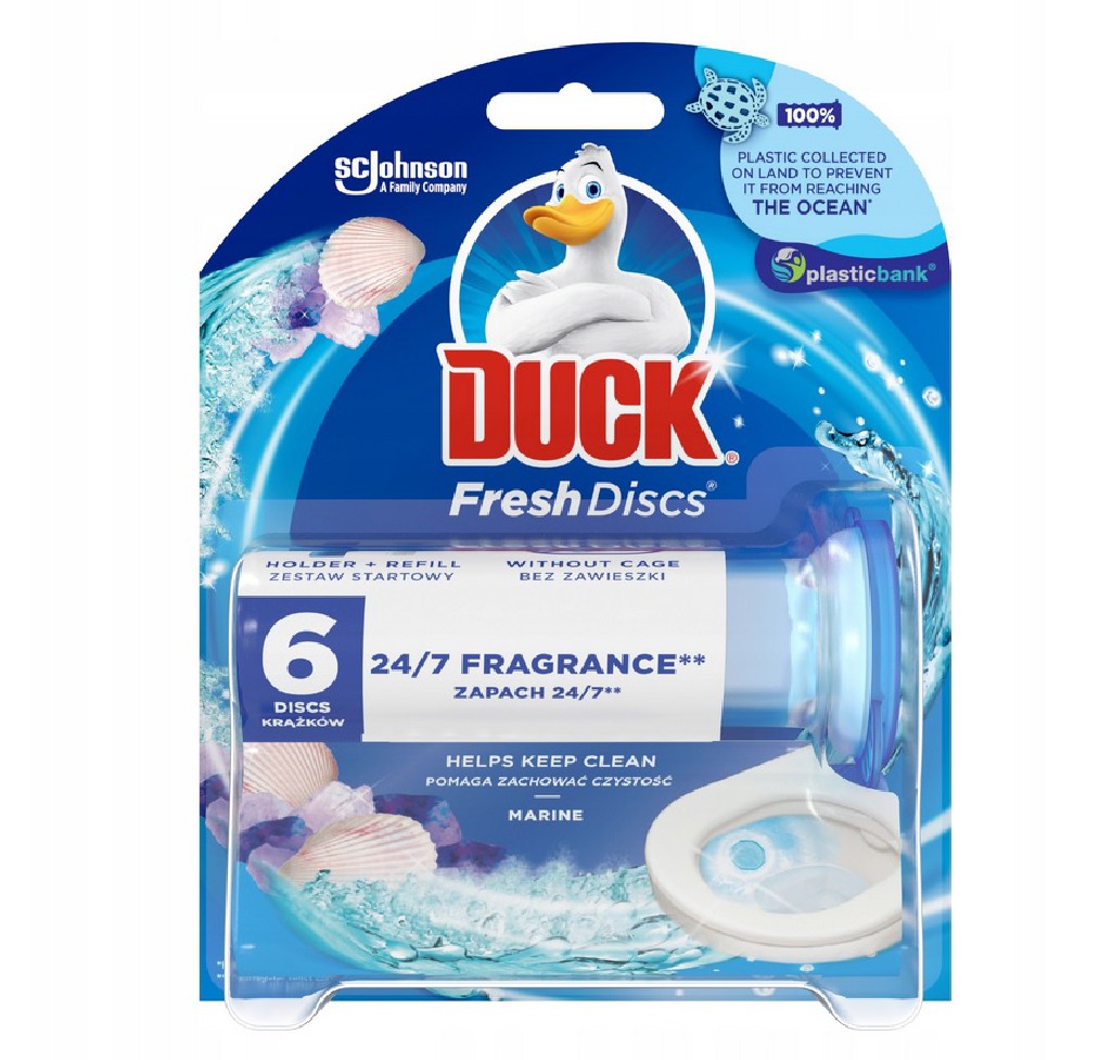 Żelowe krązki do toalety z aplikatorem Duck Fresh Disc o zapachu morskim (6 krążków)